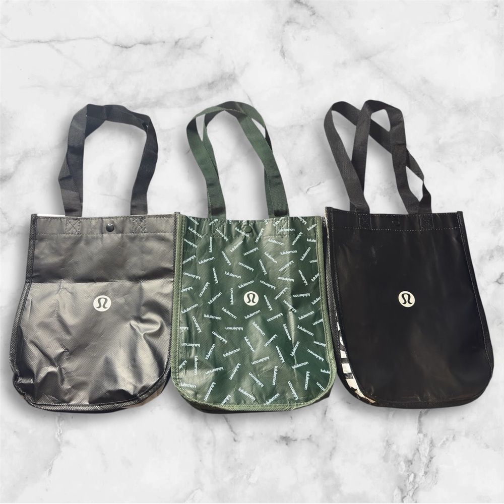 Lululemon Reusable Tote Bag Set - Black and Darkish Green/Black